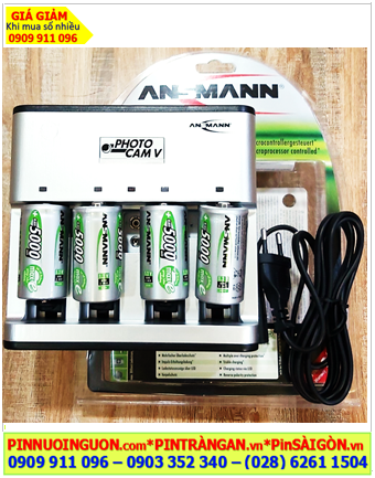 Ansman PhotoCam V _Bộ sạc Pin PhotoCam V kèm 4 pin sạc D Ansman D5000mAh 1.2v